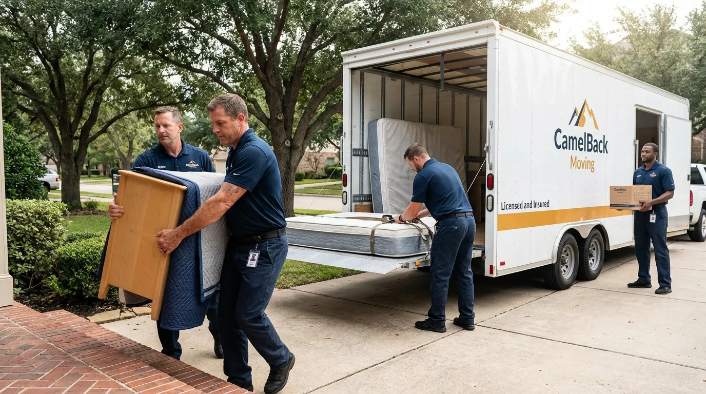 Crew loading residential truck for cross-state move from Fulton, IL